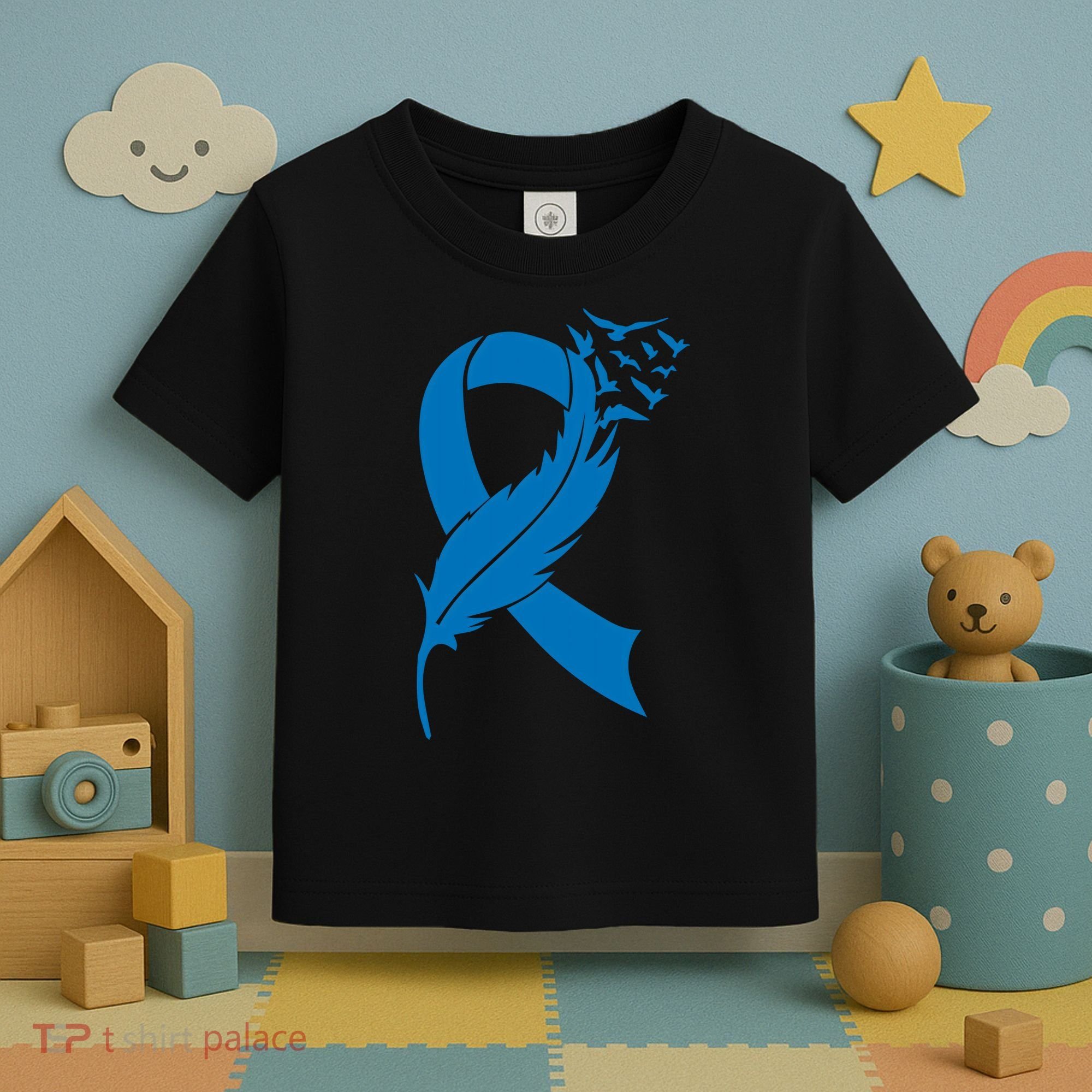 Feather Blue Ribbon Colon Cancer Toddler T-Shirt