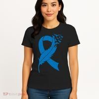 Feather Blue Ribbon Colon Cancer Women's T-Shirt thumb 4