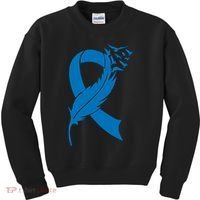 Feather Blue Ribbon Colon Cancer Kids Sweatshirt thumb 0