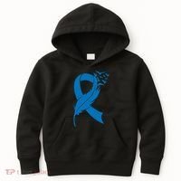 Feather Blue Ribbon Colon Cancer Kids Hoodie thumb 0