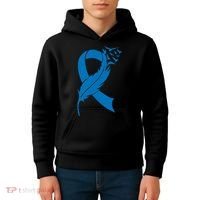 Feather Blue Ribbon Colon Cancer Kids Hoodie thumb 4
