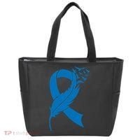 Feather Blue Ribbon Colon Cancer Tote Bag thumb 0