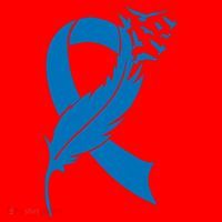 Feather Blue Ribbon Colon Cancer Santa Hat thumb 1