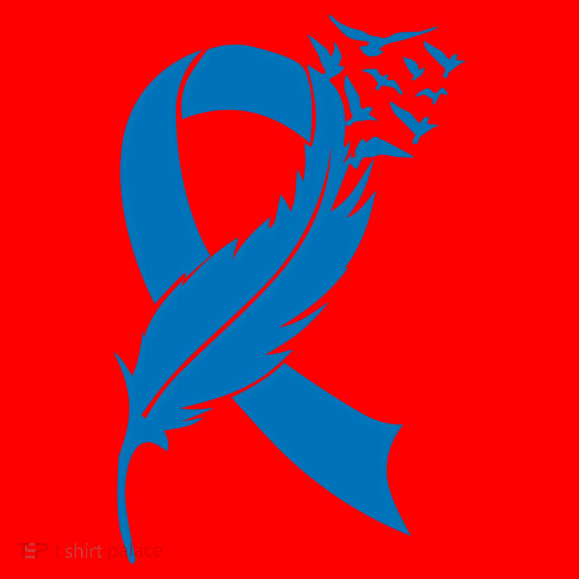Feather Blue Ribbon Colon Cancer Santa Hat