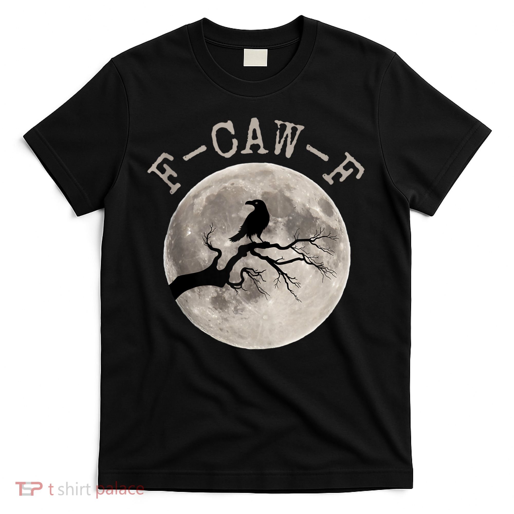F-CAW-F Black Raven Moon Gothic Adult Humor Black Crow T-Shirt