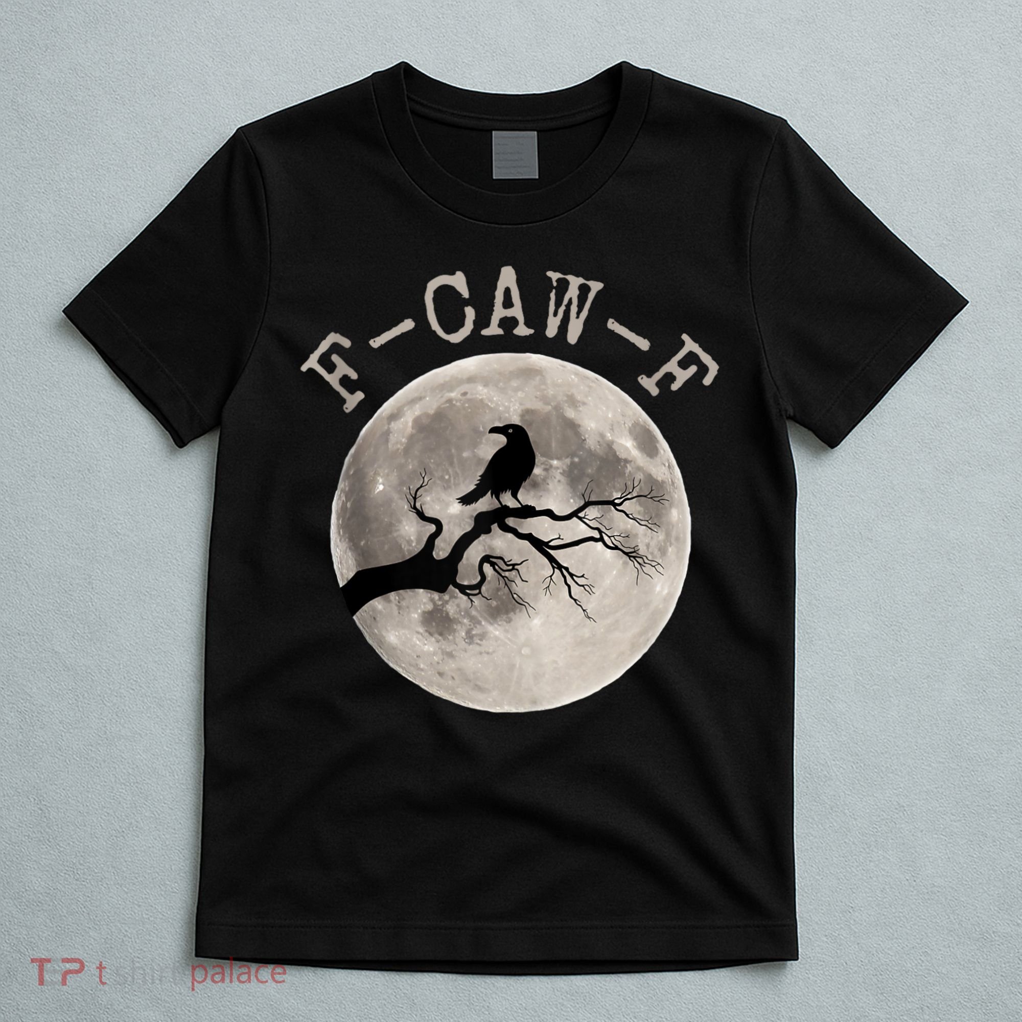 F-CAW-F Black Raven Moon Gothic Adult Humor Black Crow T-Shirt