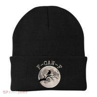 F-CAW-F Black Raven Moon Gothic Adult Humor Black Crow Beanie thumb 0