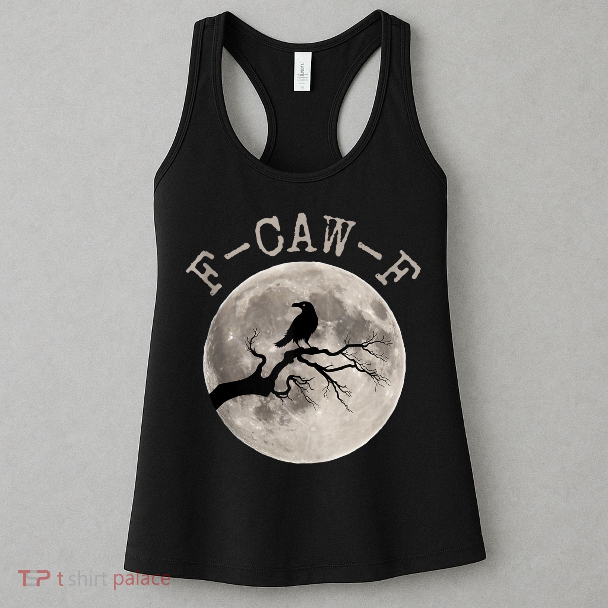 F-CAW-F Black Raven Moon Gothic Adult Humor Black Crow Women's Tank Top