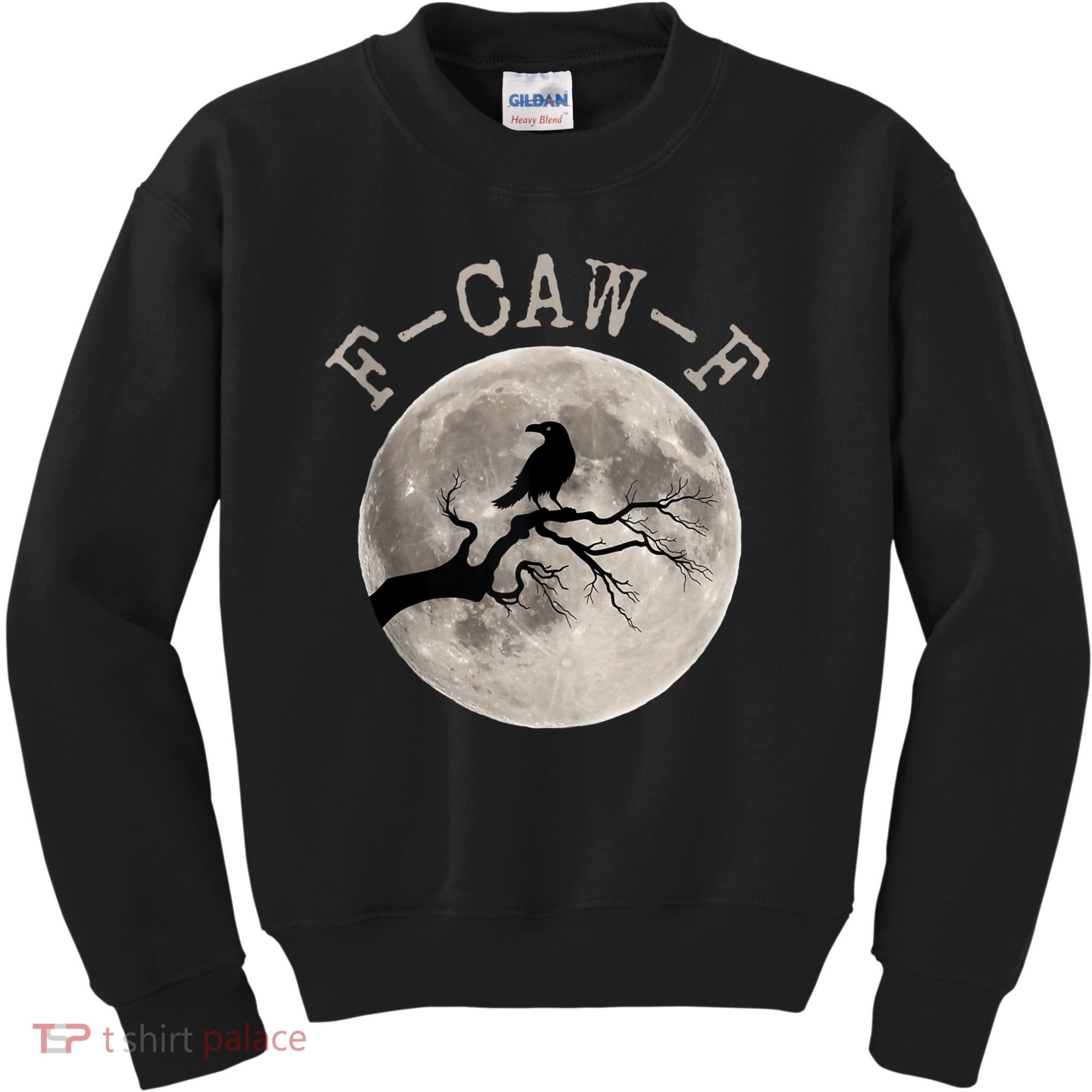 F-CAW-F Black Raven Moon Gothic Adult Humor Black Crow Kids Sweatshirt