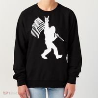 Funny Bigfoot Rock and Roll US Flag for Sasquatch Believers Women's Sweatshirt thumb 0