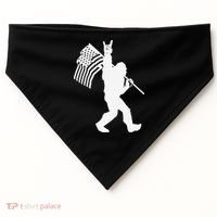 Funny Bigfoot Rock and Roll US Flag for Sasquatch Believers USA-Made Doggie Bandana thumb 0