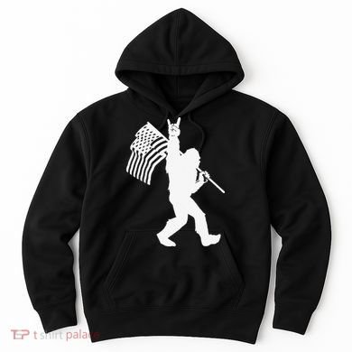 Funny Bigfoot Rock and Roll US Flag for Sasquatch Believers Hoodie