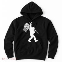 Funny Bigfoot Rock and Roll US Flag for Sasquatch Believers Hoodie thumb 0
