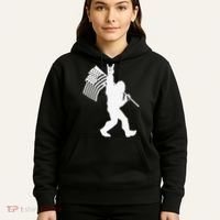 Funny Bigfoot Rock and Roll US Flag for Sasquatch Believers Hoodie thumb 5