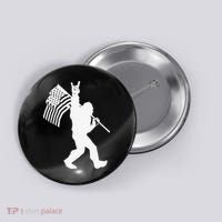 Funny Bigfoot Rock and Roll US Flag for Sasquatch Believers Button thumb 0