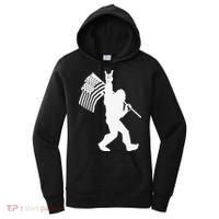 Funny Bigfoot Rock and Roll US Flag for Sasquatch Believers Women's Hoodie thumb 0