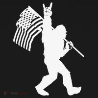 Funny Bigfoot Rock and Roll US Flag for Sasquatch Believers Women's Hoodie thumb 2