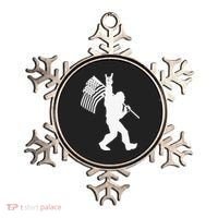Funny Bigfoot Rock and Roll US Flag for Sasquatch Believers Ornament thumb 0