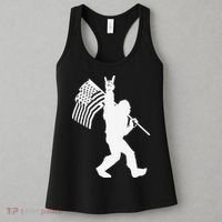 Funny Bigfoot Rock and Roll US Flag for Sasquatch Believers Women's Tank Top thumb 3