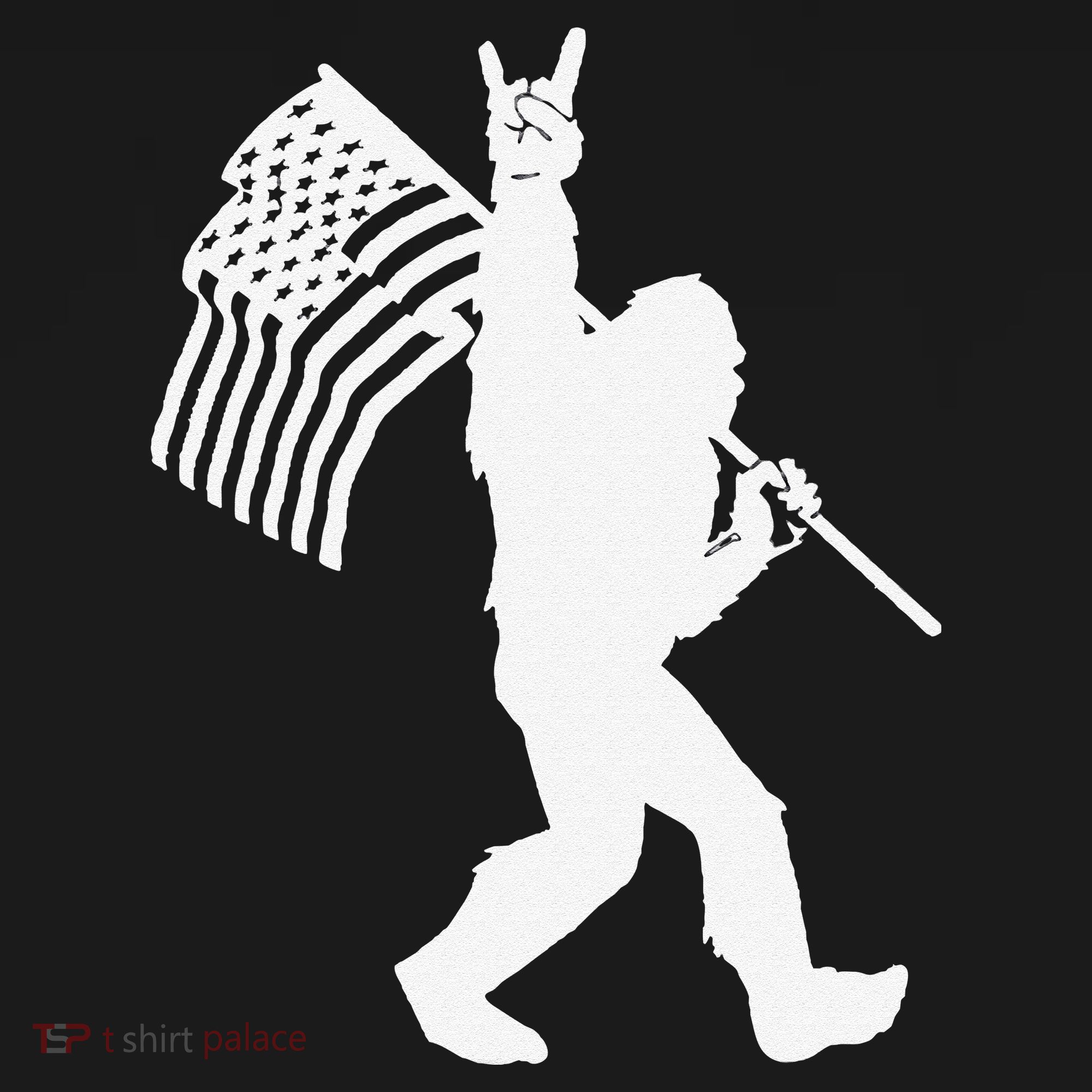 Funny Bigfoot Rock and Roll US Flag for Sasquatch Believers Women's Tank Top