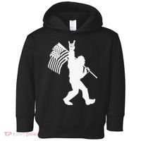 Funny Bigfoot Rock and Roll US Flag for Sasquatch Believers Toddler Hoodie thumb 0