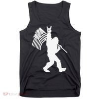 Funny Bigfoot Rock and Roll US Flag for Sasquatch Believers Tank Top thumb 0