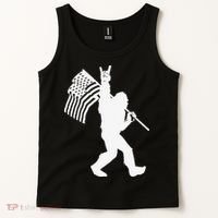 Funny Bigfoot Rock and Roll US Flag for Sasquatch Believers Tank Top thumb 2