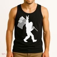 Funny Bigfoot Rock and Roll US Flag for Sasquatch Believers Tank Top thumb 3