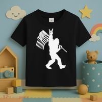 Funny Bigfoot Rock and Roll US Flag for Sasquatch Believers Toddler T-Shirt thumb 3