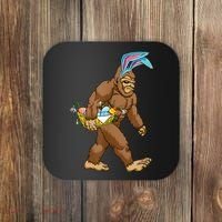 Funny Bigfoot Rabbit Carrying Eggs Yeti Easter Day  Wo Coaster thumb 0