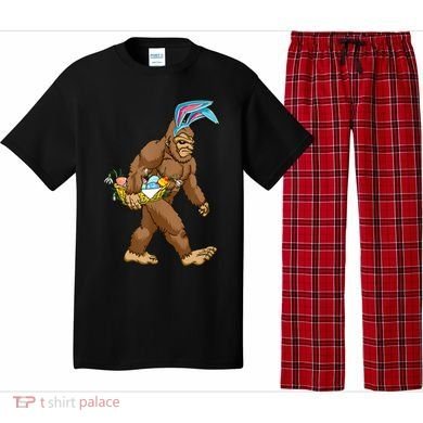 Funny Bigfoot Rabbit Carrying Eggs Yeti Easter Day  Wo Pajama Set