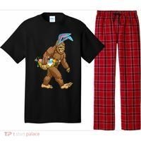 Funny Bigfoot Rabbit Carrying Eggs Yeti Easter Day  Wo Pajama Set thumb 0