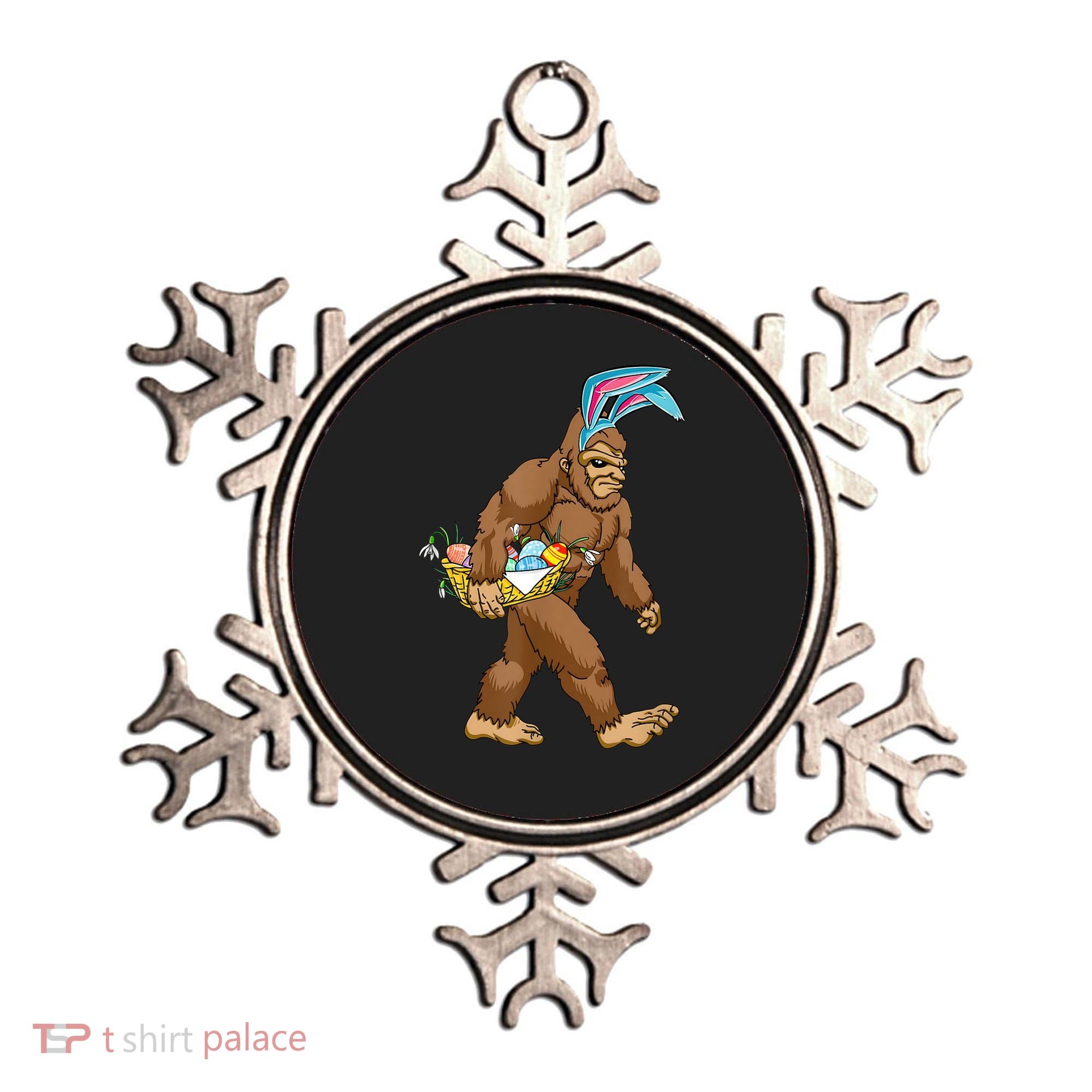 Funny Bigfoot Rabbit Carrying Eggs Yeti Easter Day  Wo Ornament