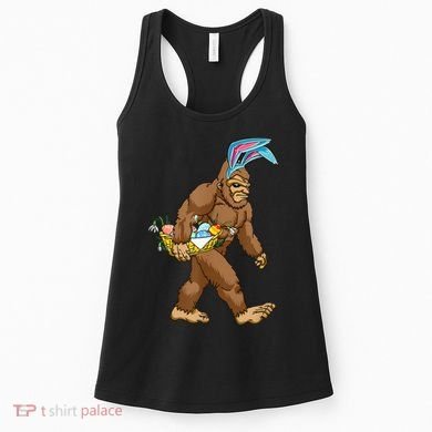 Funny Bigfoot Rabbit Carrying Eggs Yeti Easter Day  Wo Women's Tank Top