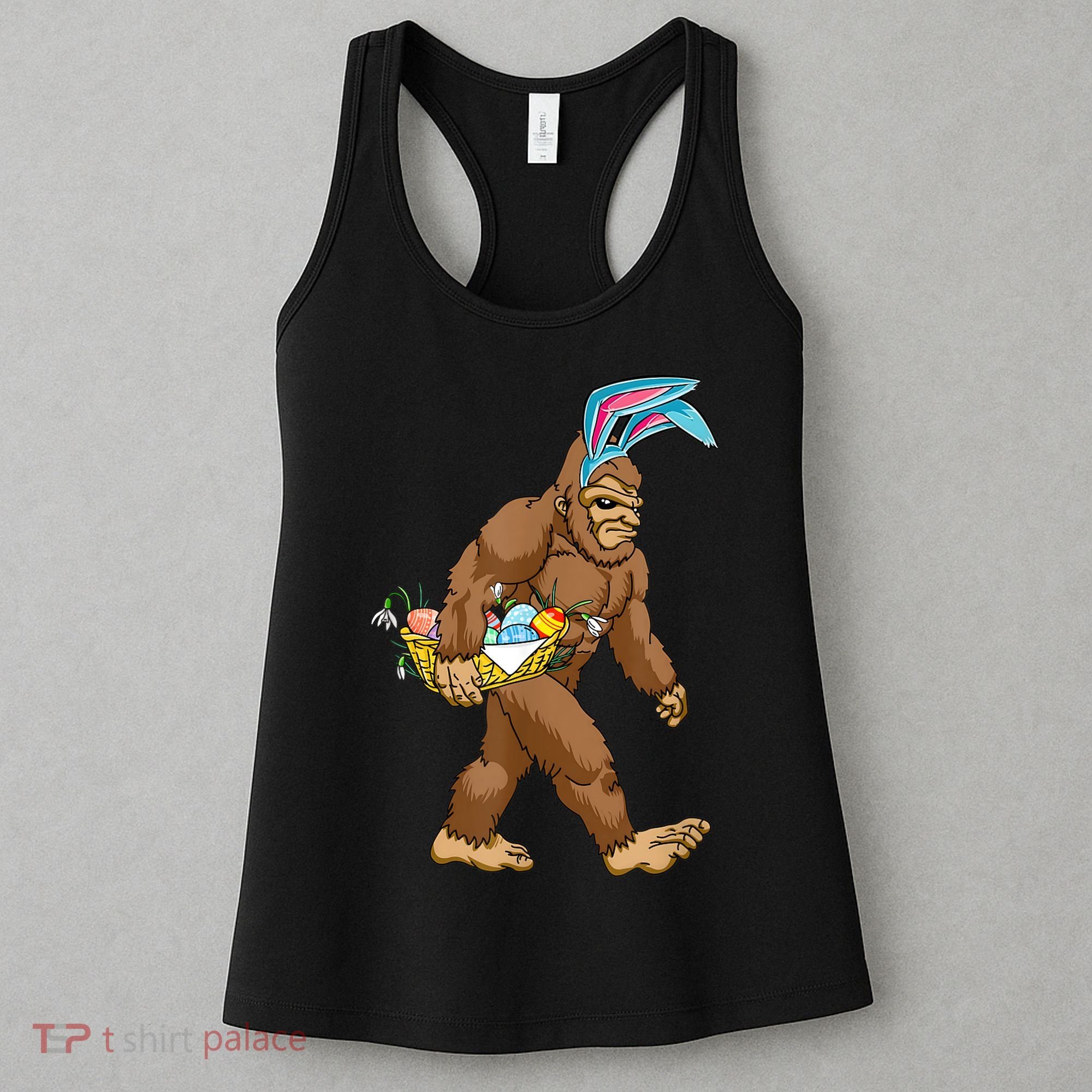 Funny Bigfoot Rabbit Carrying Eggs Yeti Easter Day  Wo Women's Tank Top