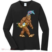 Funny Bigfoot Rabbit Carrying Eggs Yeti Easter Day  Wo Women's Long Sleeve Shirt thumb 0