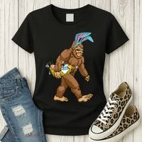 Funny Bigfoot Rabbit Carrying Eggs Yeti Easter Day  Wo Women's T-Shirt thumb 3