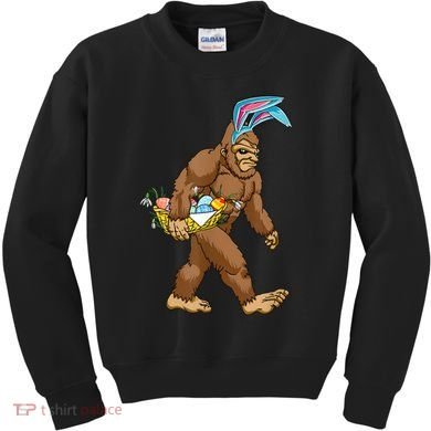 Funny Bigfoot Rabbit Carrying Eggs Yeti Easter Day  Wo Kids Sweatshirt