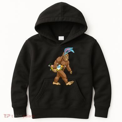 Funny Bigfoot Rabbit Carrying Eggs Yeti Easter Day  Wo Kids Hoodie