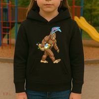 Funny Bigfoot Rabbit Carrying Eggs Yeti Easter Day  Wo Kids Hoodie thumb 3