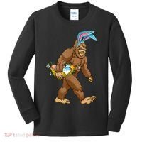 Funny Bigfoot Rabbit Carrying Eggs Yeti Easter Day  Wo Kids Long Sleeve Shirt thumb 0