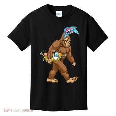 Funny Bigfoot Rabbit Carrying Eggs Yeti Easter Day  Wo Kids T-Shirt