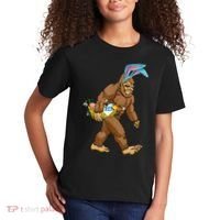 Funny Bigfoot Rabbit Carrying Eggs Yeti Easter Day  Wo Kids T-Shirt thumb 2