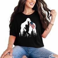 Funny Bigfoot Rock On Hold American Flag Sasquatch Believers Comfort Colors T-Shirt thumb 0