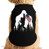 Funny Bigfoot Rock On Hold American Flag Sasquatch Believers Doggie Tank thumb 0