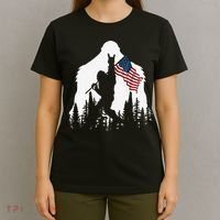 Funny Bigfoot Rock On Hold American Flag Sasquatch Believers T-Shirt thumb 4