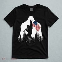 Funny Bigfoot Rock On Hold American Flag Sasquatch Believers T-Shirt thumb 5