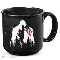 Funny Bigfoot Rock On Hold American Flag Sasquatch Believers 15oz Campfire Ceramic Mug thumb 0