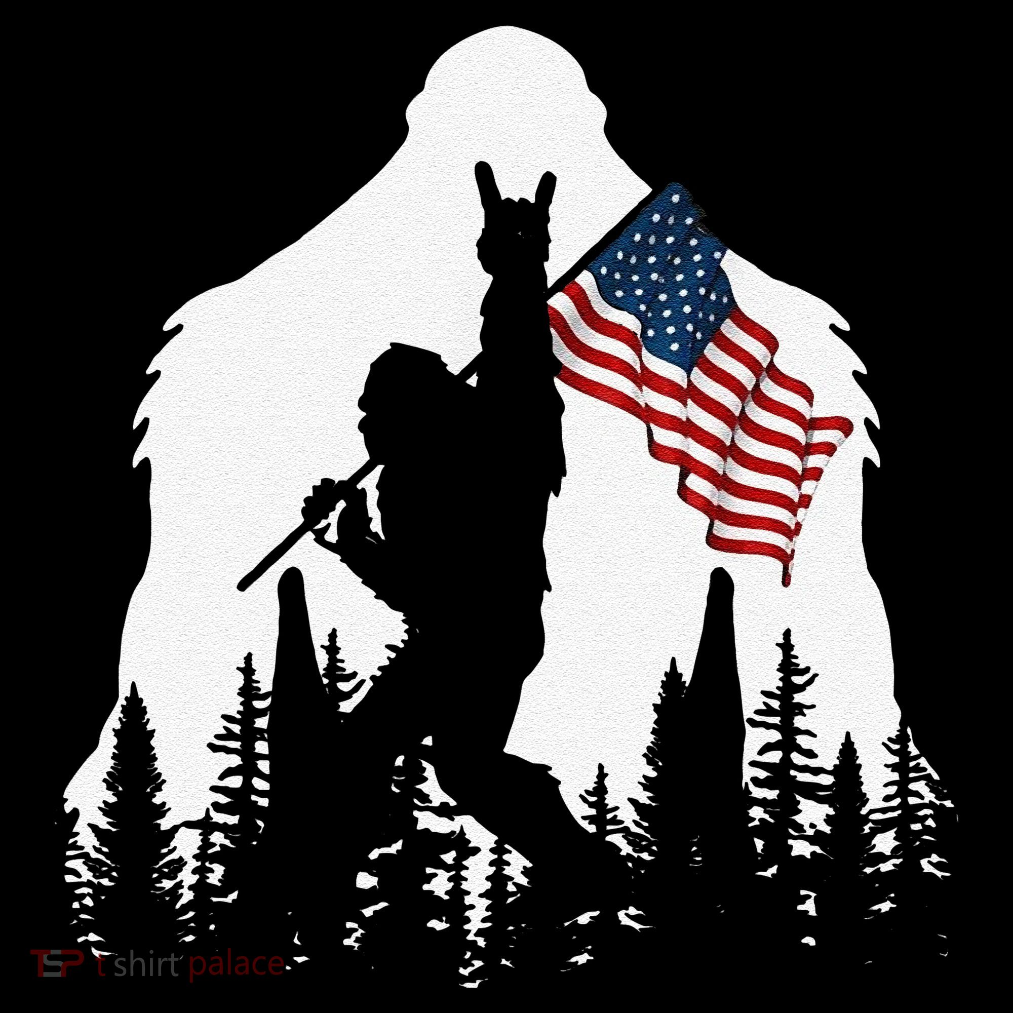 Funny Bigfoot Rock On Hold American Flag Sasquatch Believers 16oz Travel Tumbler