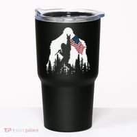 Funny Bigfoot Rock On Hold American Flag Sasquatch Believers Tumbler thumb 0